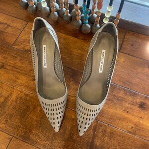 MANOLO BLAHNIK Grey Cut-Out Heels - Size 40